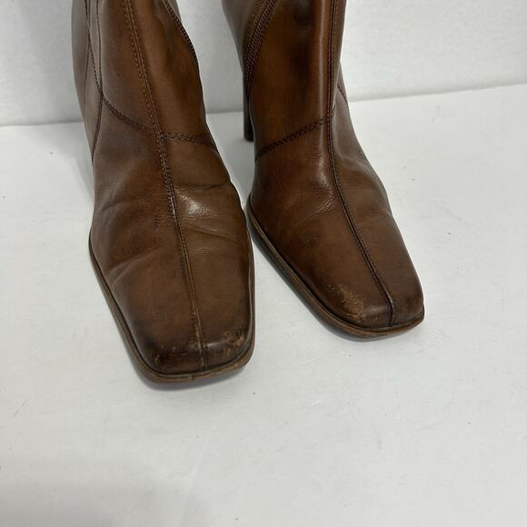 Diba Brown Leather Heel Boot Astoria Sz 7.5M Stitch Brazil Witchy Boho - Picture 3 of 13